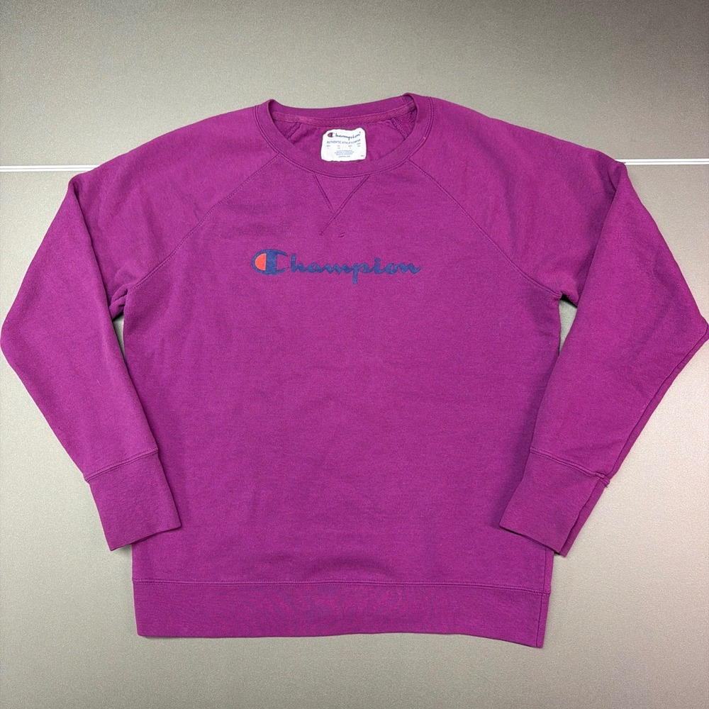 Vintage Champion Sweatshirt Womens Large Purple Pullover Long Sleeve